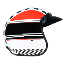 Load image into Gallery viewer, DOT Approved Daytona Cruiser Open Face Motorcycle Helmet - Men, Women &amp; Youth - With Visor &amp; Graphics - W/ Daytona Classic
