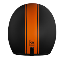 Load image into Gallery viewer, DOT Approved Daytona Cruiser Open Face Motorcycle Helmet - Men, Women &amp; Youth - With Visor &amp; Graphics - W/ Orange Pin Stripe

