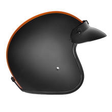 Load image into Gallery viewer, DOT Approved Daytona Cruiser Open Face Motorcycle Helmet - Men, Women &amp; Youth - With Visor &amp; Graphics - W/ Orange Pin Stripe
