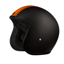 Load image into Gallery viewer, DOT Approved Daytona Cruiser Open Face Motorcycle Helmet - Men, Women &amp; Youth - With Visor &amp; Graphics - W/ Orange Pin Stripe
