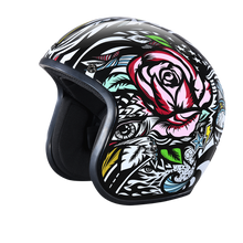 Load image into Gallery viewer, DOT Approved Daytona Cruiser Open Face Motorcycle Helmet - Men, Women &amp; Youth - With Visor &amp; Graphics - W/ Tribal
