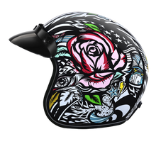 Load image into Gallery viewer, DOT Approved Daytona Cruiser Open Face Motorcycle Helmet - Men, Women &amp; Youth - With Visor &amp; Graphics - W/ Tribal

