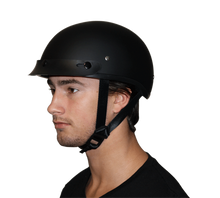Load image into Gallery viewer, DOT Approved Daytona Motorcycle Half Face Helmet - Skull Cap Graphics for Men &amp; Women, Scooters, ATVs, UTVs &amp; Choppers - W/ Live Fast
