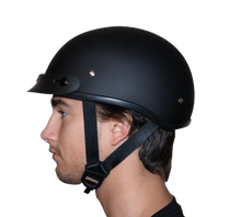 Load image into Gallery viewer, DOT Approved Daytona Motorcycle Half Face Helmet - Skull Cap Graphics for Men &amp; Women, Scooters, ATVs, UTVs &amp; Choppers - W/ Live Fast
