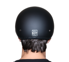 Load image into Gallery viewer, DOT Approved Daytona Motorcycle Half Face Helmet - Skull Cap Graphics for Men &amp; Women, Scooters, ATVs, UTVs &amp; Choppers - W/ Live Fast
